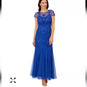 Adrianna Papell Womem Beaded-Mesh Evening Gown Sz 4 NWT Old Money